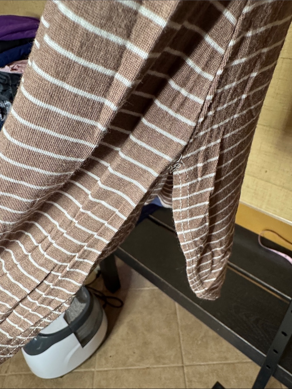 Pinc Taupe & White Striped Tunic Dress Cover Up Soft Flowy Size Small - Picture 5 of 6